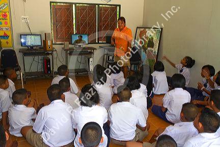 Children attend a Thai elementary school on the island of Ko Samui, Thailand.