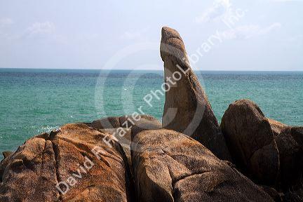 Grandfather rock located at the south end of Lamai beach on the island of Ko Samui, Thailand.