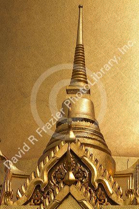 Building detail at the Temple of the Emerald Buddha located within the precincts of the Grand Palace, Bangkok, Thailand.