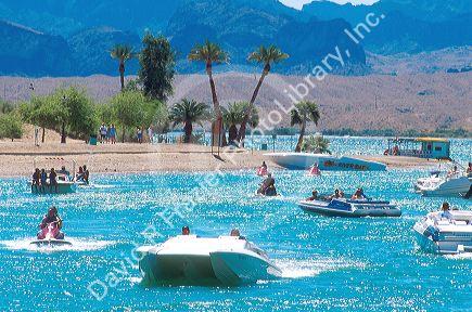 Boaters flock to Lake Havasu, Arizona.