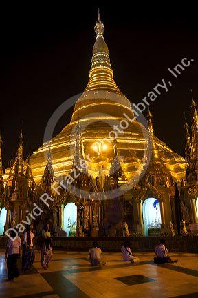 The Shwedagon Paya located in (Rangoon)Yangon, (Burma) Myanmar.