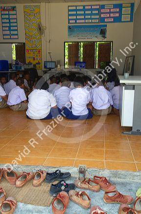 Children attend a Thai elementary school on the island of Ko Samui, Thailand.