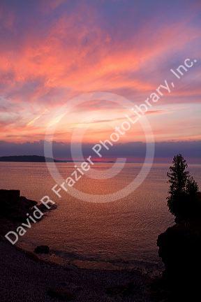 Sunset on Lake Superior at Marquette, Michigan, USA.