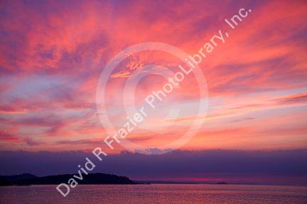 Sunset on Lake Superior at Marquette, Michigan, USA.