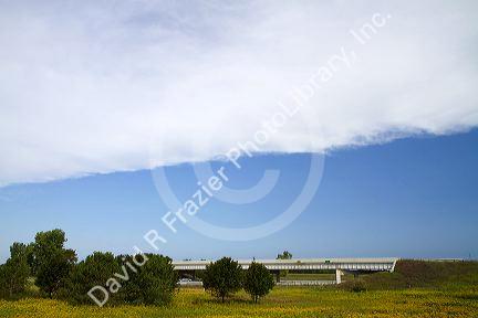The leading edge of a cold front approaching blue sky in central Michigan, USA.