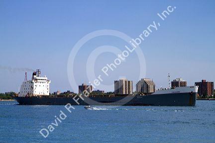 Tecumseh bulk carrier ship on the St. Clair River at Port Huron, Michigan, USA.