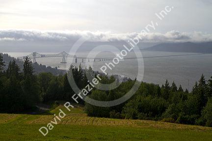The Astoria-Megler Bridge spanning the Columbia River between Astoria, Oregon and Point Ellice near Megler, Washington, USA.