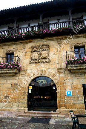 Hotel exterior at Santillana de Mar, Cantabria, Spain.
