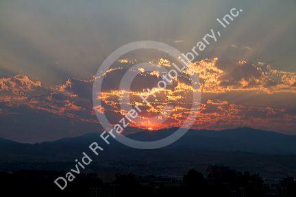 Sunset near Burley, Idaho, USA.