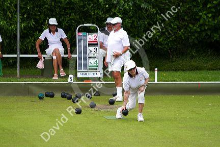 Lawn bowling at Waitangi in the Bay of Islands, North Island, New Zealand.