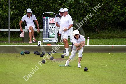 Lawn bowling at Waitangi in the Bay of Islands, North Island, New Zealand.