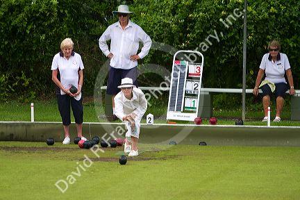 Lawn bowling at Waitangi in the Bay of Islands, North Island, New Zealand.
