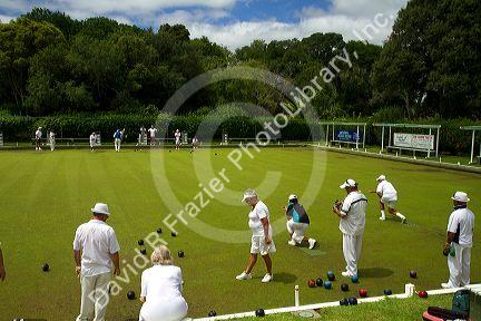 Lawn bowling at Waitangi in the Bay of Islands, North Island, New Zealand.