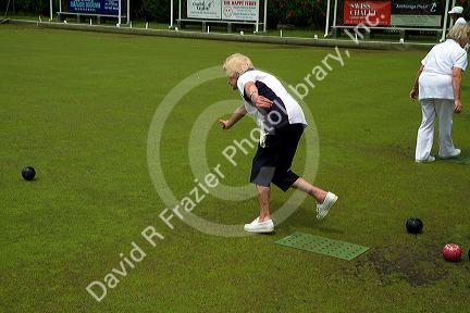 Lawn bowling at Waitangi in the Bay of Islands, North Island, New Zealand.