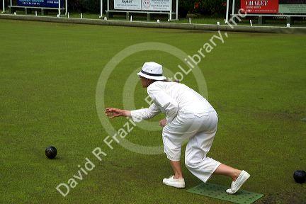 Lawn bowling at Waitangi in the Bay of Islands, North Island, New Zealand.