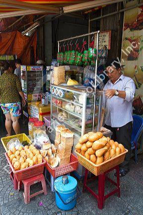 Vietnamese food vendor in Ho Chi Minh City, Vietnam.
