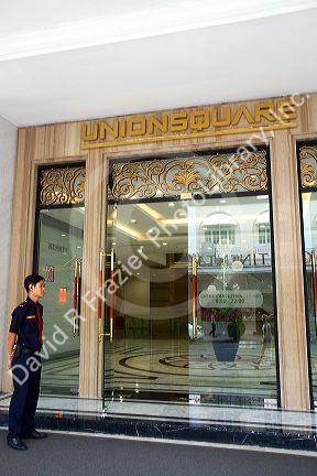 Exterior entrance at Union Square shopping mall in Ho Chi Minh City, Vietnam.
