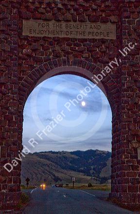 Entrance to Yellowstone National Park at Gardiner, Montana, USA.