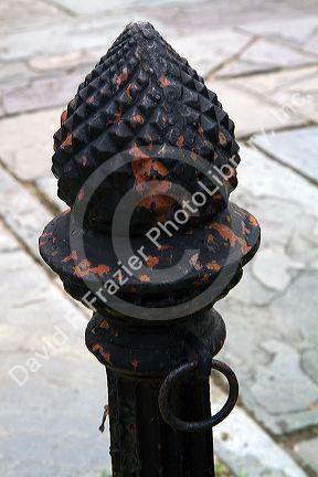 Acorn shaped hitching post in Charleston, South Carolina, USA.