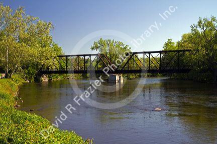 Railroad bridge over the Grand River in Portland; Michigan; USA.