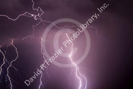 Lightning strike in the sky above Boise, Idaho, USA.