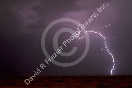 Lightning strike in the sky above Boise, Idaho, USA.