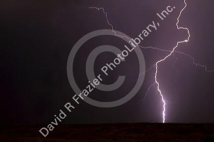 Lightning strike in the sky above Boise, Idaho, USA.