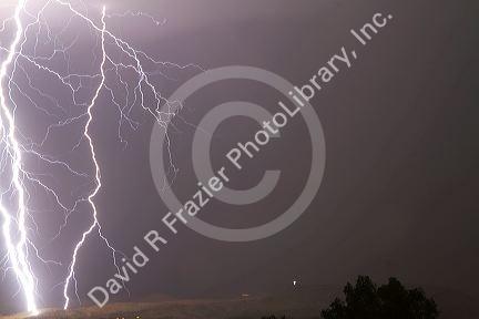Lightning strike in the sky above Boise, Idaho, USA.