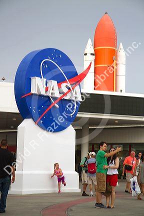 Tourists at the John F. Kennedy Space Center, Merritt Island, Florida, USA.