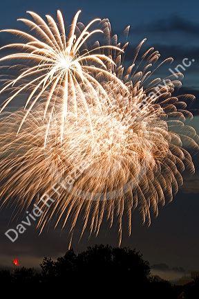 Fourth of July fireworks display in Boise, Idaho, USA.