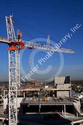 Construction crane in downtown Boise, Idaho, USA.