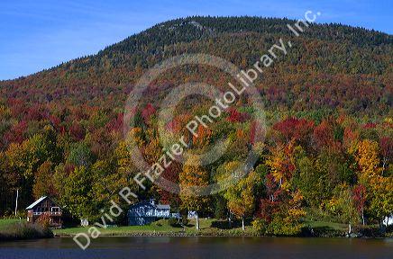 Fall foliage at Lake Elmore in Lamoille County, Vermont, USA.