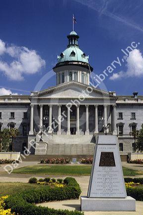 Green tinged copper dome on the Capitol building in Columbia, South Carolina.