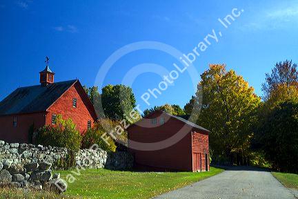 Red barn in the coutryside near Keene, New Hampshire, USA.