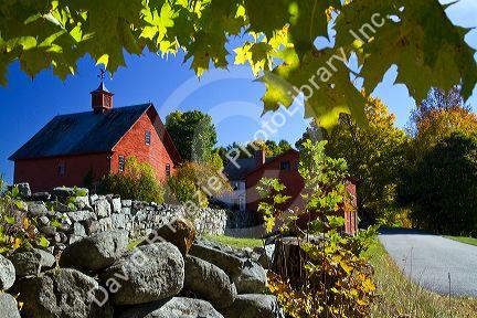 Red barn in the coutryside near Keene, New Hampshire, USA.