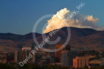 A pyrocumulus cloud above the foothills at Boise, Idaho, USA.