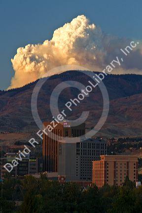 A pyrocumulus cloud above the foothills at Boise, Idaho, USA.