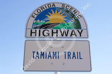 A Florida Scenic Highway road sign along U.S. 41 across the Everglades.