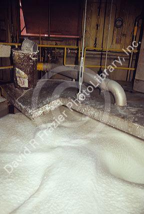 Bleach wood pulp slurry at a paper mill.  A step in manufacturing of paper.