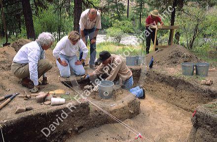 Archeological dig in the Boise National Forest at native american site in Idaho.