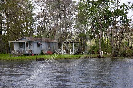 Swamp shacks in a bayou outside new Orleans, Louisiana.