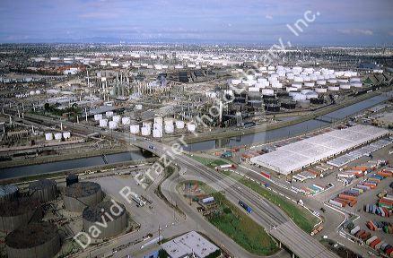 Containers and petro chemical refinery industry at the Port of Long Beach in Los Angeles, California.