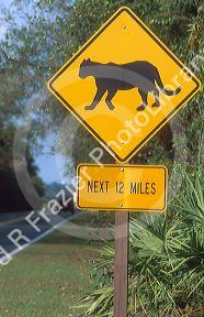 Panther crossing sign in the Florida everglades.
