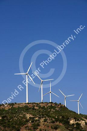 Electricity generating windmills north of Snyder, Texas.
