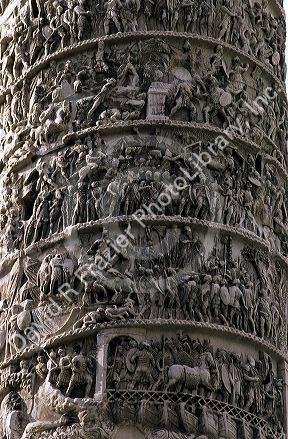 Carvings on a column in Rome, Italy.