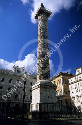 Carvings on a column in Rome, Italy.