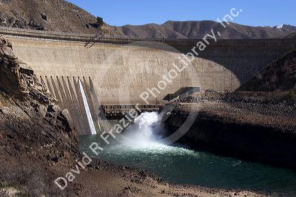 Water pours out of a valve in the Arrowrock Dam in Idaho.