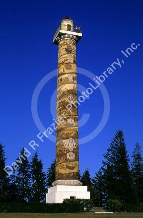 Lewis and Clark history shown on the Astoria Column in Astoria, Oregon.