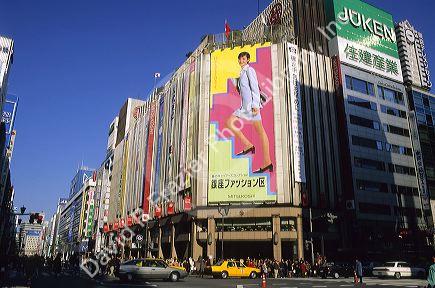 Street scene on Ginza, Tokyo, Japan.