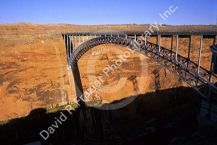 The Glen Canyon Bridge made of fabricated steel in Page, Arizona.